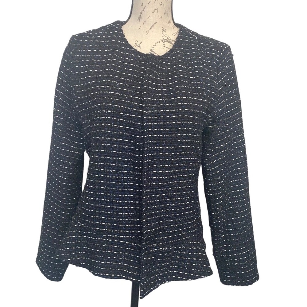 D&J Black Tweed Peplum Jacket Career‎ Business Casual Office Work